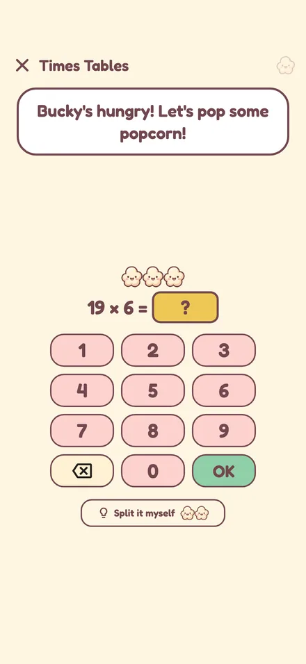 Times tables lesson: 19 x 6 with a number pad and a 